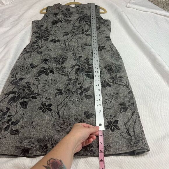 Talbots Gray Tones Rose Floral Wool Blend Sheath Dress Sz 14 Women’s - Picture 4 of 8